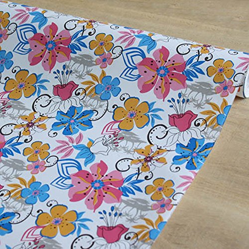 Yifely Summer Flower Self-Adhesive Shelf Liner Refurbished Old Dresser Drawers Makeup Boxes Nightstands 17.7 Inch by 9.8 Feet