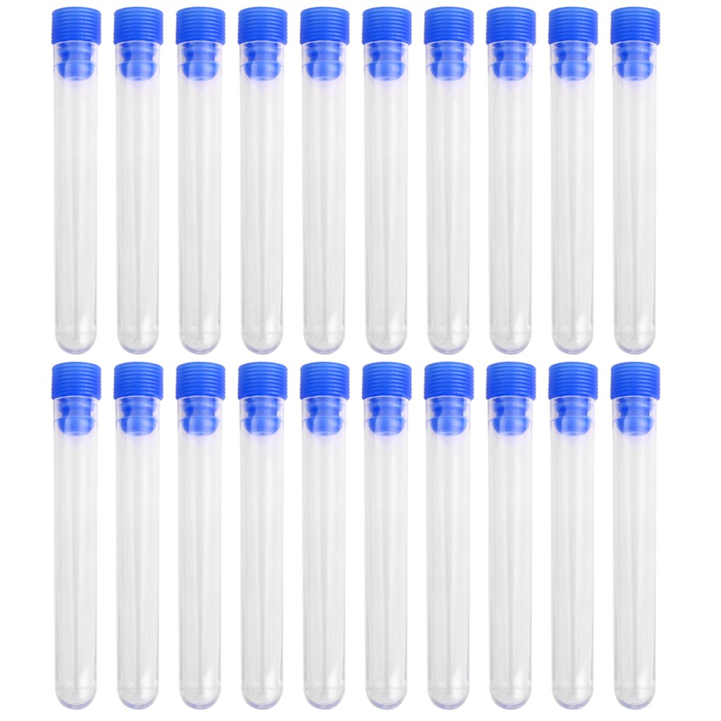 20pcs NonGraduated Plastic Test Tubes with Random Color Screw Cap (15