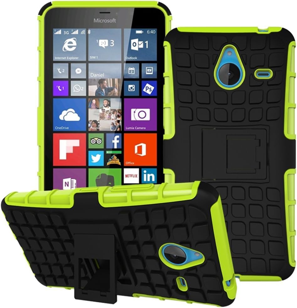Microsoft Lumia 640XL Case, TERF Impact Resistant Rugged Armor Dual Layer Hybrid Hard Back Shockproof Case Cover For Microsoft Lumia 640XL - Lime Green