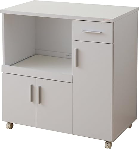 Amazon 山善 キッチンカウンター 幅80 奥行44 5 高さ85cm メラミン天板 キャスター付き スライド収納 背面化粧仕上げ 大容量 ベリーベリーキッチン 完成品 ホワイト Ssy C8580kc Wh Fa レンジボード オンライン通販