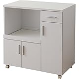 山善 キッチンカウンター 幅80×奥行44.5×高さ85cm メラミン天板 キャスター付き スライド収納 背面化粧仕上げ 大容量 ベリーベリーキッチン 完成品 ホワイト SSY-C8580KC(WH)FA