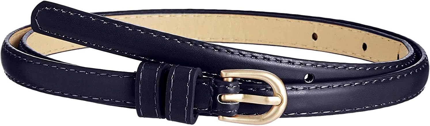 Silver Urbanism Women's Solid Color D-Buckle Skinny Fashion Belt