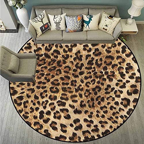 Skid-Resistant Rugs,Leopard Print,Wild Animal Skin,Anti-Static, Water-Repellent Rugs,3'7"