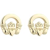 Claddagh Stud Earrings Irish Gold Plated Made in Ireland