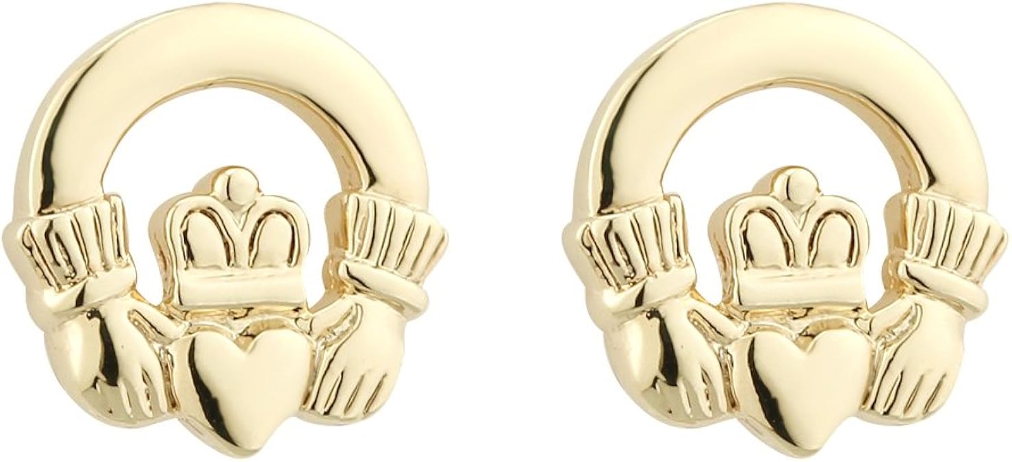 Claddagh Earrings Stud Gold Plated Made in Ireland Amazon.ca Jewelry