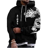 Floerns Men's Letter Graphic Print Lightweight Hoodies Long Sleeve Drawstring Pullover Sweatshirts with Pockets