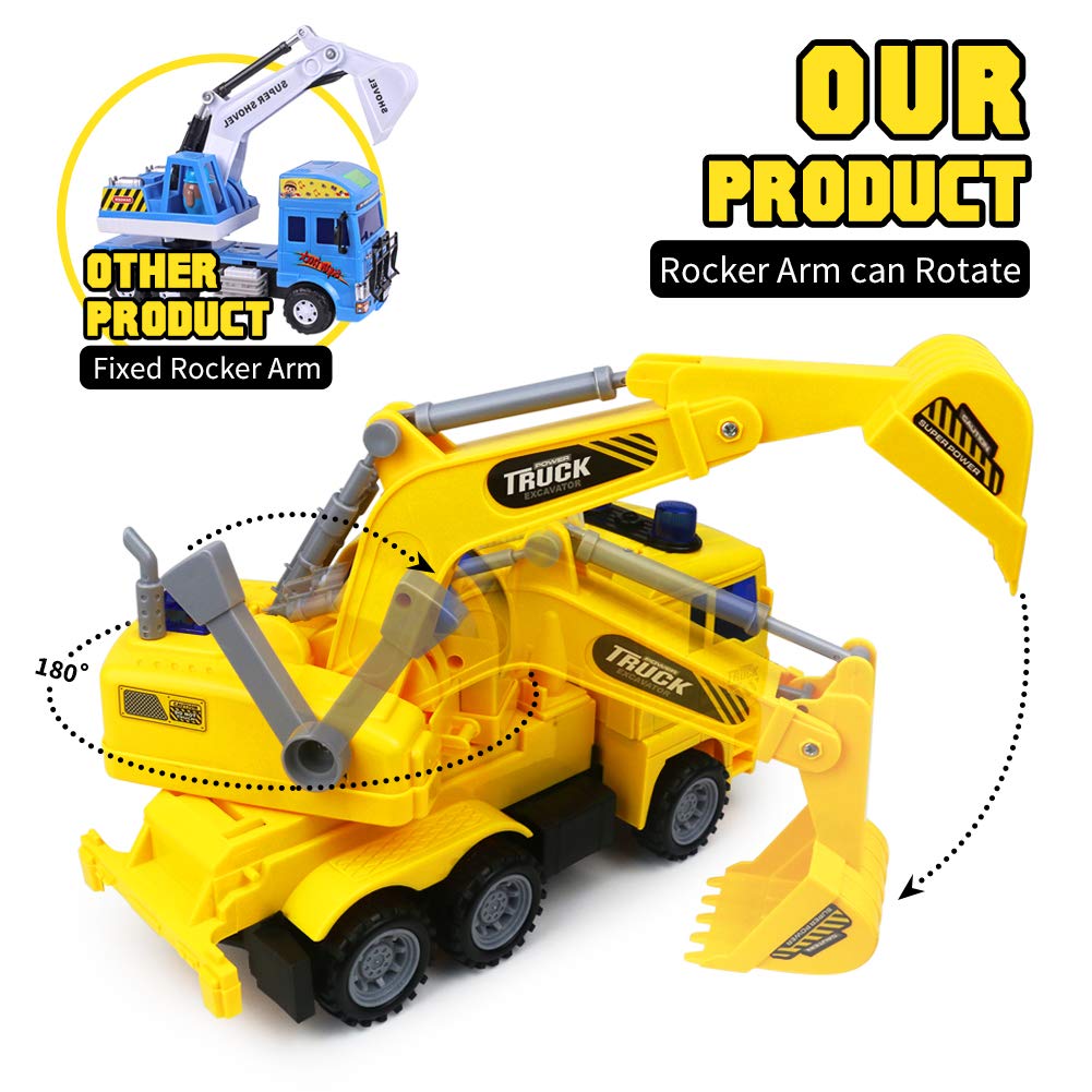 Excavador Cavador Juguetes de Ingenieria Construcción Vehículos Modelos de Autos Camiones con Luces y Musica para Niños Niñas 3 4 5