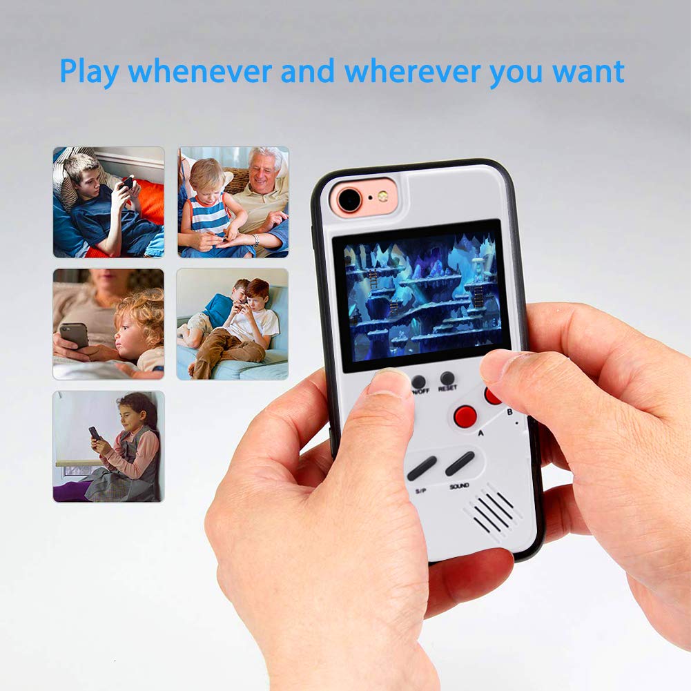 Elekpopu Game Case für iPhone 6,6s,7,8, Retro 3D Game Hülle mit 36 klassischen Spielen (Weiß)