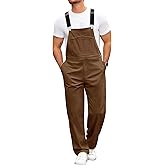 Runcati Mens Corduroy Bib Overalls Casual Adjujstable Strap Workwear Fashion Fall Winter Loose Fit Jumpsuit