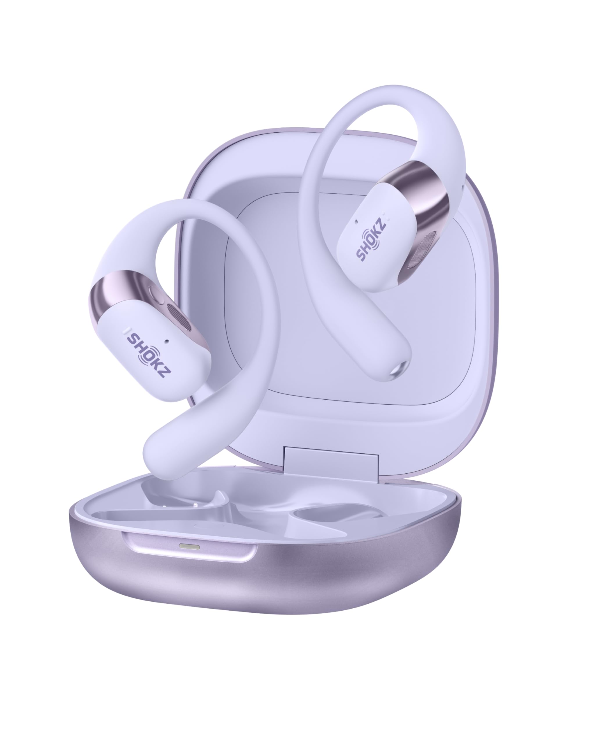 SHOKZ New OpenFit 2+ Open-Ear Headphones,Dolby Audio Enabled,Comfortable Earbuds with Soft Ear Hooks,48H Playtime,IP55 Water-Resistant,USB-C Fast Charging,Wireless Charging - Online Exclusive Purple Image