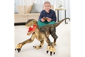 Mini Tudou Remote Control Dinosaur Toys,Electronic Walking Toys with LED Light Up&Realistic Simulation Sounds,2.4Ghz Velociraptor Robot Toys,RC Dinosaur Toy for Boys Kids Age 5 6 7 8 9