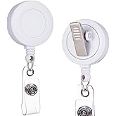 QREEL Retractable Badge Reels - 25 Pack - Badge Holder with Swivel Alligator Clip for Work Permit (White)
