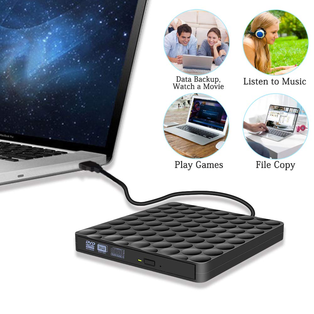 External CD Drive USB 3.0 Burner CD/DVD +/-RW Drive External DVD Drive Rewriter Burner External CD/DVD Drive for Laptop/Desktop/Windows/Linux/Mac OS