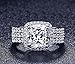 Venetia Top Grade 2.0 Carats Supreme Cushion Cut NSCD Simulated Diamond Ring Band 3 Pcs Set 925 Silver