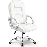 NEO Chair Office Desk Ergonomic Gaming Chair High Back Adjustable Computer Chair with Wheels and Lumbar Support Comfy Leather Executive Swivel (White)