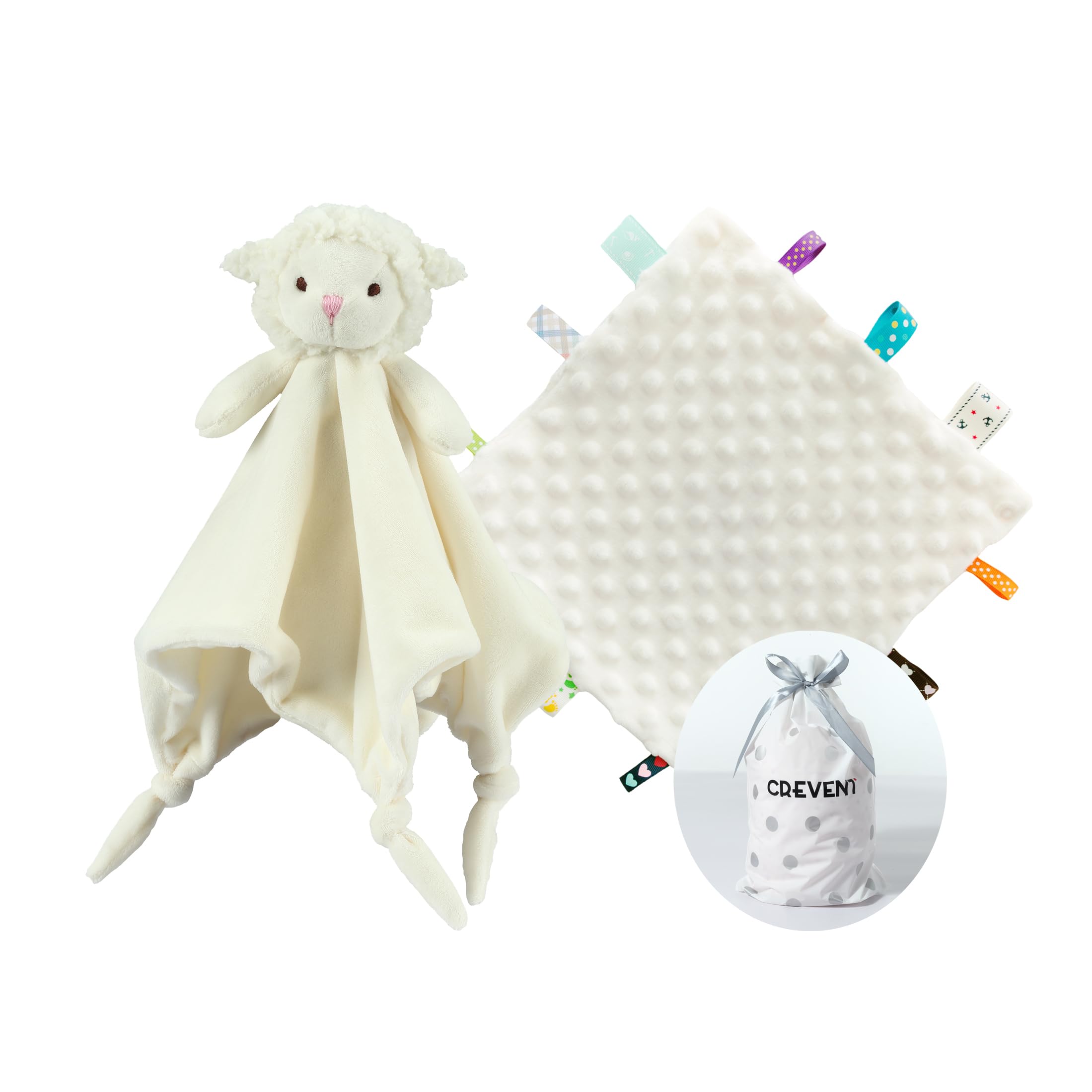 Photo 1 of CREVENT Cozy Plush Baby Security Blanket Loveys for Baby Girls Boys, for Newborns (Ivory Sheep + Tag)