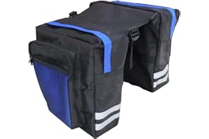 Just E Joy Bicycle Saddle Bag, Waterproof Panniers for Bicycles, Mountain Bike Basket Rear Seat Double Luggage Rack with Adjustable Hook Handle Reflective Trim and Large Pockets