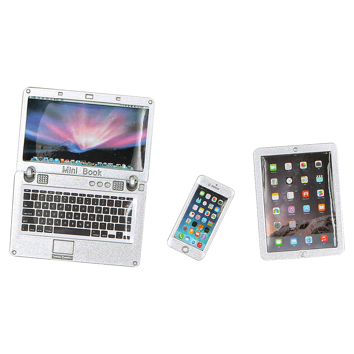 WANGCL Mini Laptop Toy + Mini Tablet + Mini Phone 1/12 Doll House Accessories for Barbie Laptop Barbie Phone Doll House Decoration