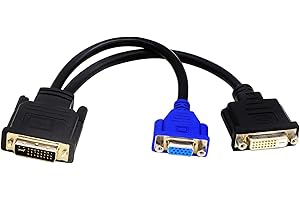 ZdyCGTime Wyse DVI-I Splitter Cable - DVI-I Male to DVI-D and VGA Female (10 Inch) - Compatible With Wyse DVI Digital Y-Cable
