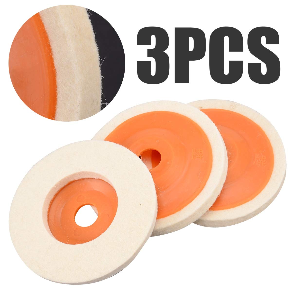 4 Round Wool Felt Grinder Rotary Buffing Polishing Sanding Grinding