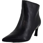 27 EDIT Womens Leather Pointed Toe Booties Black 10 Medium (B,M)