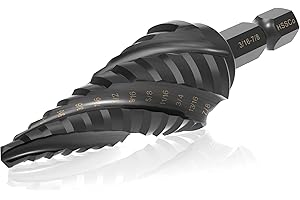 ALDIPRO 3/16-7/8 Inch Four Spiral Flute Step Drill Bit, M2 High Speed Steel 1/4" Hex Shank Step Drill Bit for Metal, Steel, Aluminum, Plastic Hole Drilling Cutting, 9 Step Size Step Bit