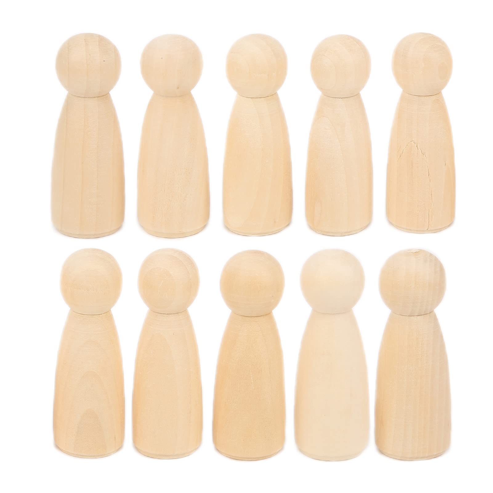 Wifehelper 10 Pcs Unfinished Wooden Peg Doll, People Figures, Wood Mini Puppets Doll Bodies, Enhance Hands On Skills, Doll Accessories Decoration for DIY Art Painting Craft, 75MM