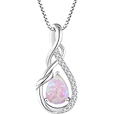 STARCHENIE Infinity Teardrop Pendant Necklace for Women 925 Sterling Silver Birthstone Jewelry
