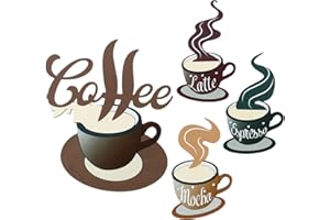 Bnesi 4 Pieces Vintage Metal Coffee Cup Wall Decor Cafe Bar Theme Art Wall Decoration for Kitchen, Dinner, Restaurant, Shop, Lounge or Cafe (style 1, retro)