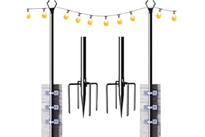 HCSH&WILL 2 Pack 10Ft String Light Poles, Hanging Light Poles for Patio, Outdoor Light Poles with Fork, Hanging Light Poles for Patio,Backyard,Garden,Deck,Party,Wedding (10Ft)