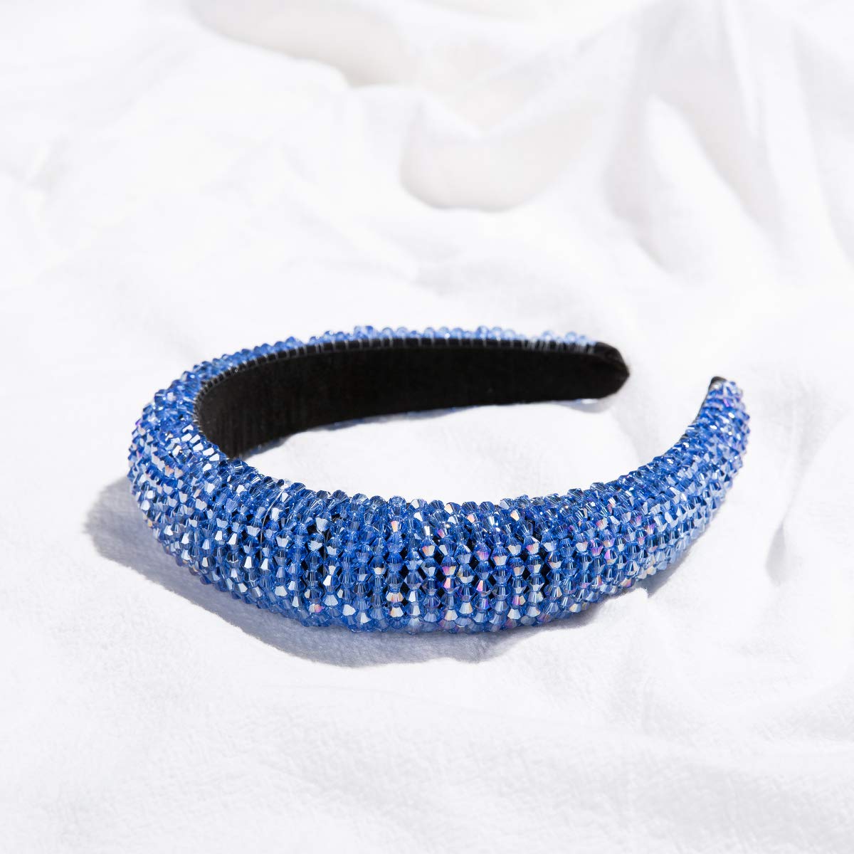 Beaded Padded Headband Glass Crystal Embellished Headband Hairband Hair Hoop Goth Wedding Headpiece Fashion Hair Accessory : Beauty
