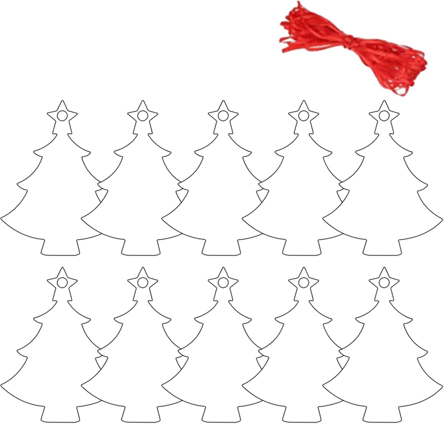 Wreath Hangers - IAMAGOODLADY Christmas Decorations,10pcs Acrylic Christmas Tree Ornaments,Blanks Clear Acrylic Hanging Pendant,DIY Craft Ornaments,Xmas Tree Ornaments With Red Ribbon Items Under 5 Dollars Items Today