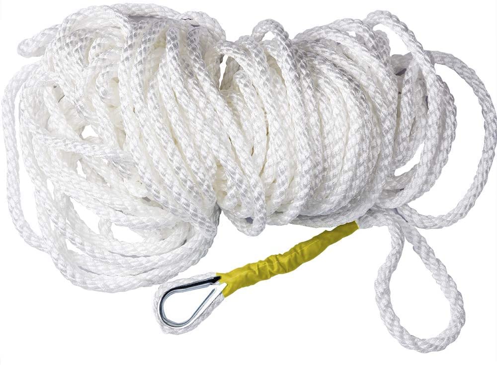 CarBole 12mm x 30.5m Nylon Twisted Anchor Rope for Sailing Boat Sledge with Thimble