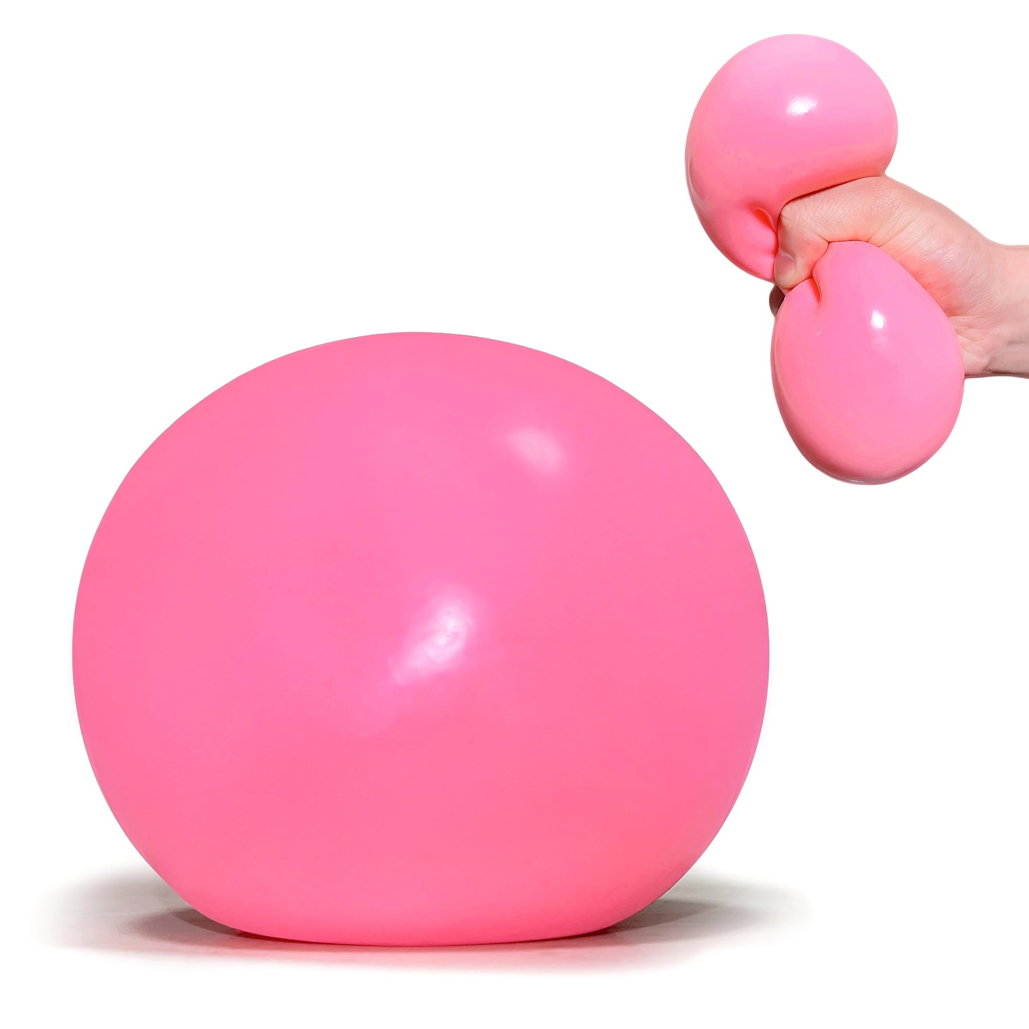 Photo 1 of Giant Squishy Stress Balls for Kids and Adults - 4-Inch Jumbo Squishy Toys Dough Stress Ball, Stretchy Squeeze Fidget Toys for Boys, Girls, Birthday Gift, Easter Basket Stuffers (Pink)