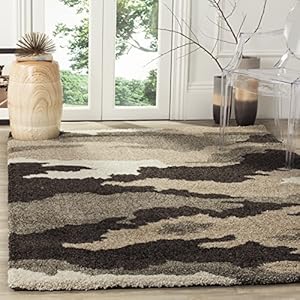 Gray camo rug in living room