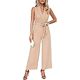 Spicy Sandia Womens Dressy Jumpsuits Sleeveless V Neck Formal Romper Elegant One Piece Jumper Summer Business Work Outfits