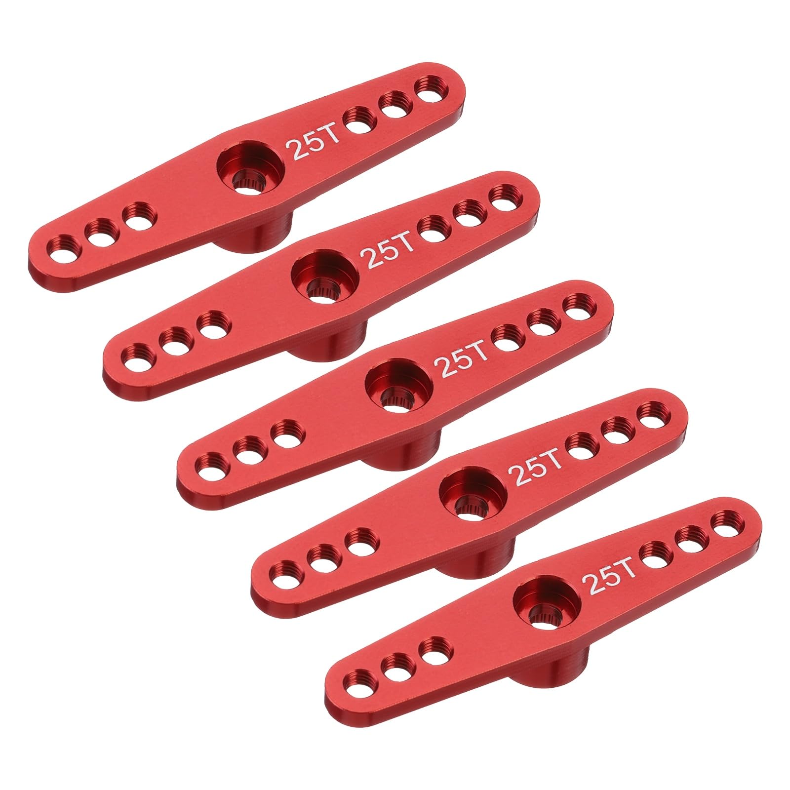 sourcing map 5 Pcs Aluminum Servo Horn 25T Servo Horn Steering Double Arms 47mm Red