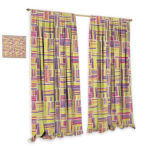 Abstract Light luxury high-end curtains Doodle Style Bunch of Color Bars and Stripes Hand Drawn Simplistic Artful Backdrop Home Garden Bedroom Outdoor Indoor Wall Decorations 55"Wx39"L Multicolor