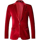 RONGKAI Mens Velvet Blazer Slim Fit Fashion Suit Jacket for Wedding Prom Dinner Party