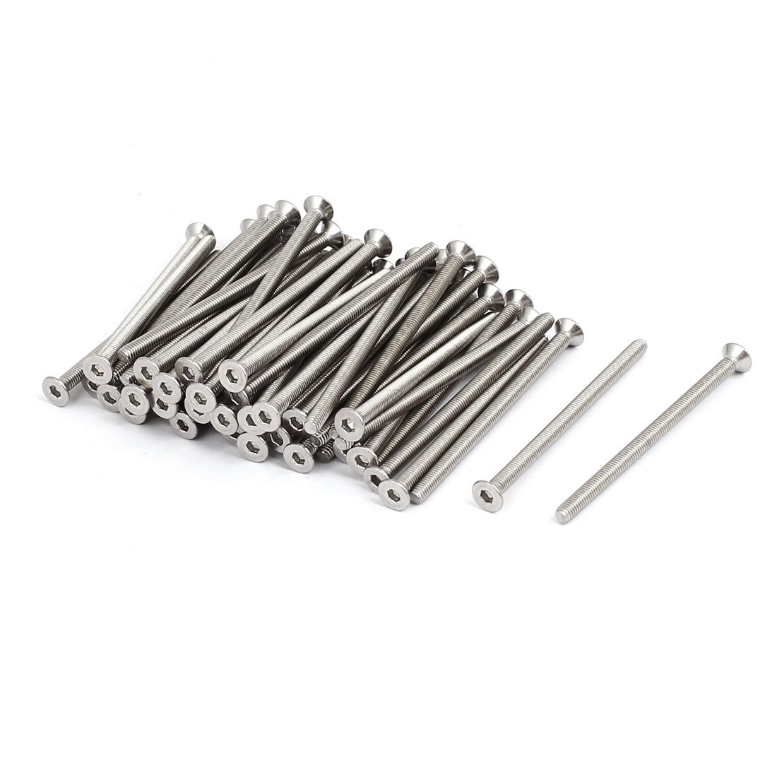 Sourcingmap M3x50mm 304 Stainless Steel Flat Head Hex Socket Screws Fasteners DIN7991 60pcs