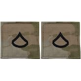IRA GREEN Army PFC Private First Class OCP Rank Patch - Pair (2x2, Green-Brown, Rectangular, Military, Nylon, Hook Fastener)