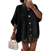 Saodimallsu Womens Oversized Cardigan Sweaters Short Sleeve Button Down Casual Lightweight Loose Knit Trendy Cardigans