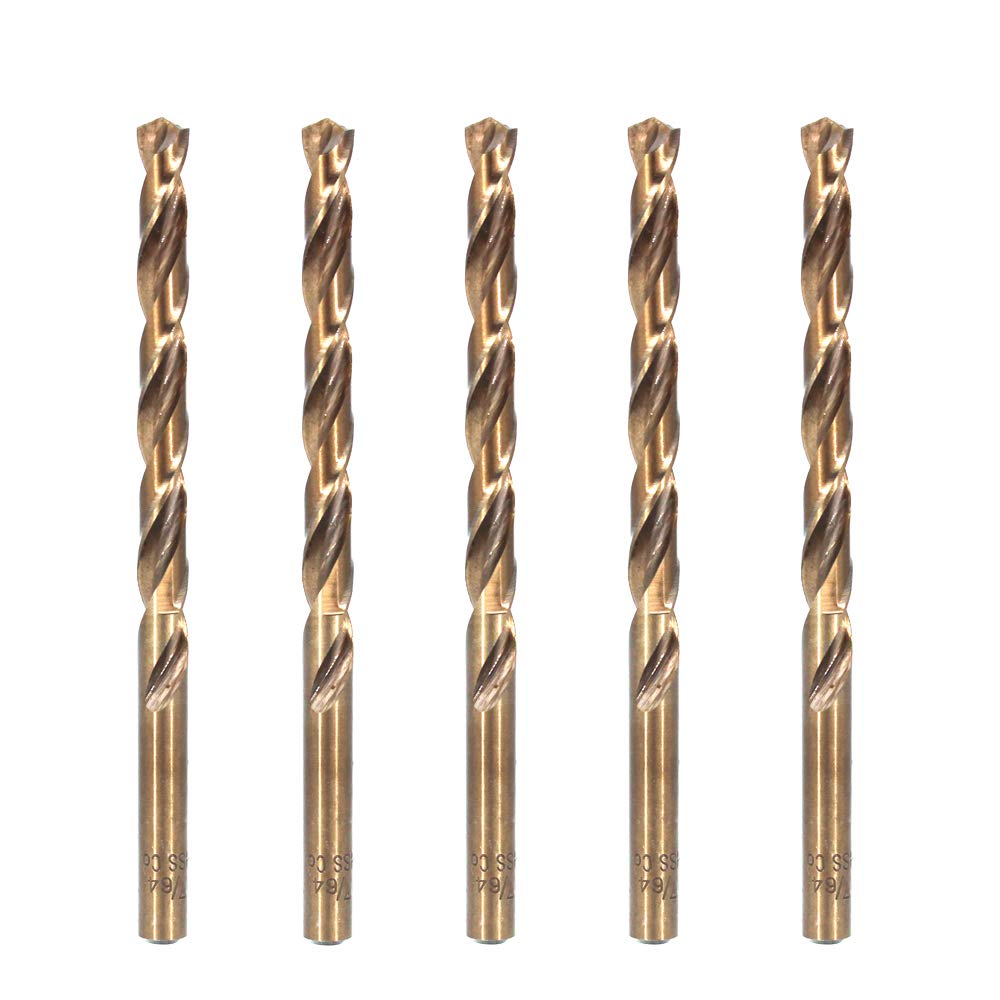 Hymnorq 17/64 Inch Dia. x 4.13 Inch Long M35 Cobalt Steel Twist Jobber Drill Bits 5Pcs Pack, 135 Degree Split Point, Extremely Heat Resistant, for Stainless Steel and Cast Iron