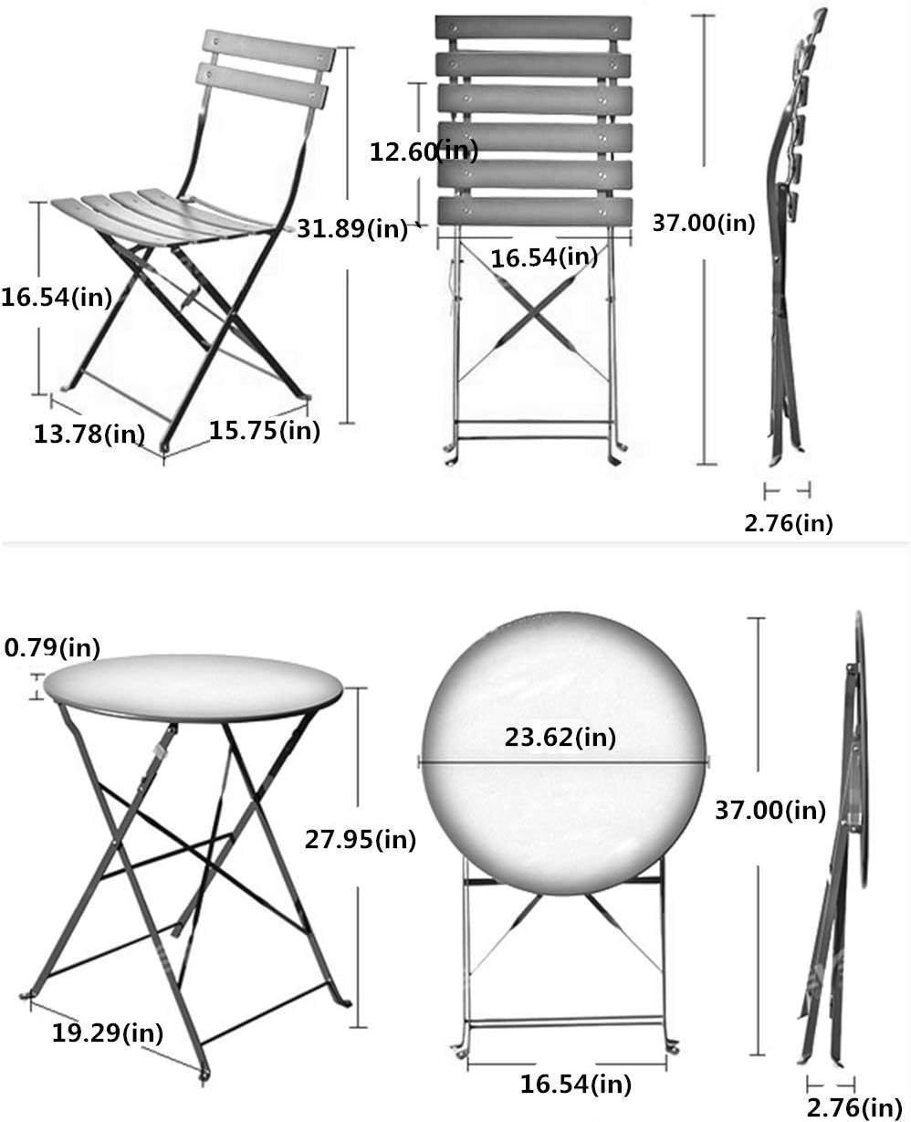 Grand patio 3pc Metal Folding Bistro Set, 2 Chairs and 1 Table, Weather-Resistant Outdoor/Indoor Conversation Set for Patio, Yard, Garden-White: Garden & Outdoor