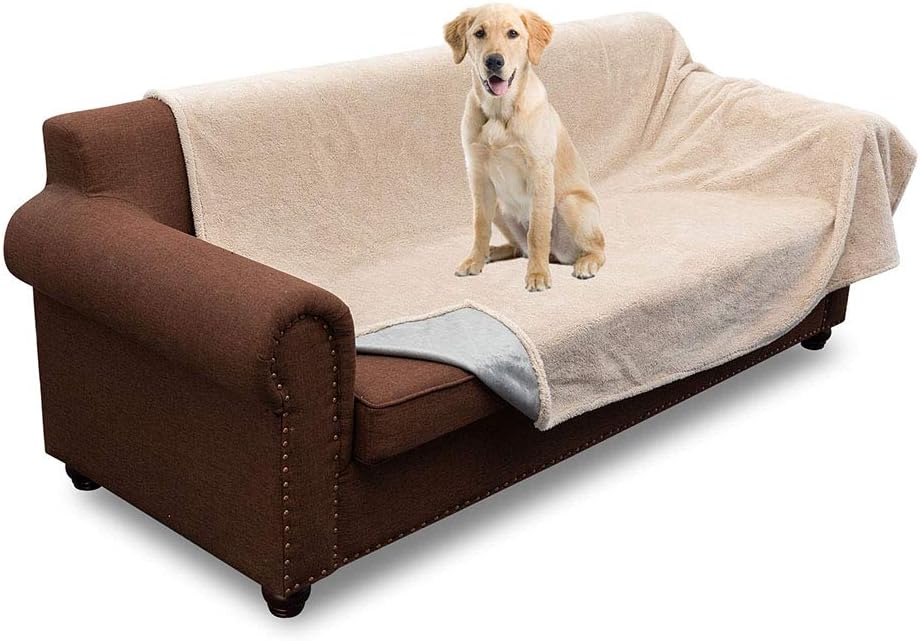 MARKSIGN 100% Waterproof Pet Blanket, Reversible Plush Protective Cover for Bed, Couch, Dog or Cat : Pet Supplies