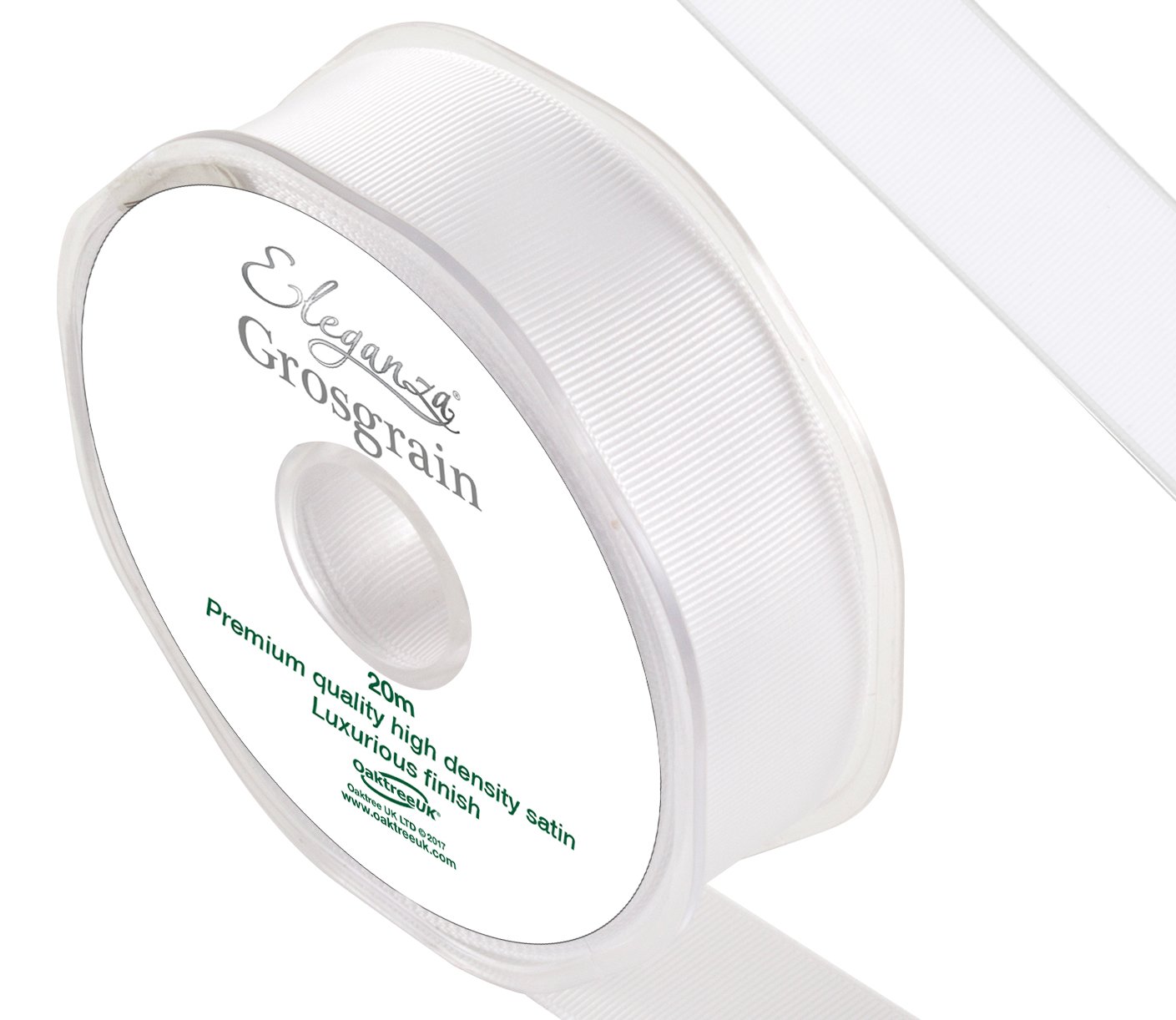ELEGANZA Premium Quality Grosgrain Ribbon, Satin, White, 11 x 11 x 3 cm