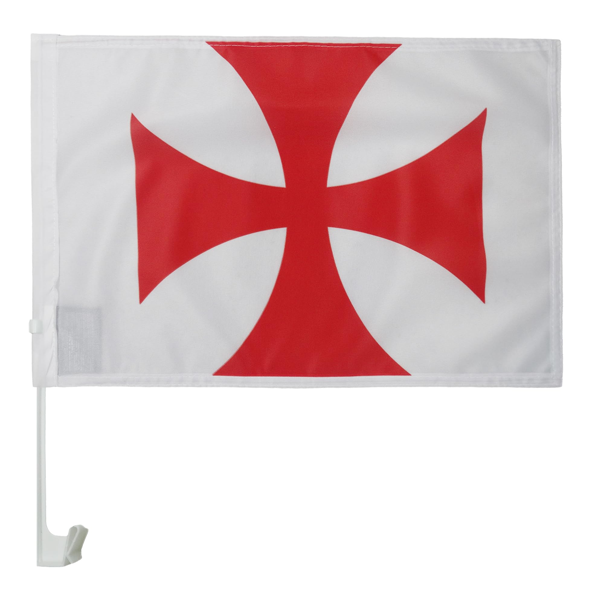 Templar order Car Flag 18'' x 12'' - Catholic Car flags 30 x 45cm - Banner 18x12 INCHES PLASTIC STICK - AZ FLAG