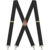 Suspenders for Men Heavy Duty X-Back Mens Suspenders 4 Hooks for Jeans