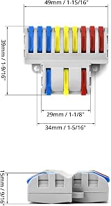 QWORK 7pc Wire Connector Set 3 In 9 Out Quick Connect Terminal Block 250V 32A view 6
