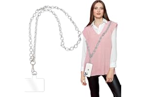 Turkalla Phone Crossbody Lanyard Strap, Durable Metal Cell Phone Chain Strap, Universal Phone Lanyard Chain with Tether Tab, Detachable Phone Chain Strap Compatible with Most of Phone Bag Purse